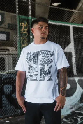 SLIT LOGO TRIBAL WHITE T-SHIRT