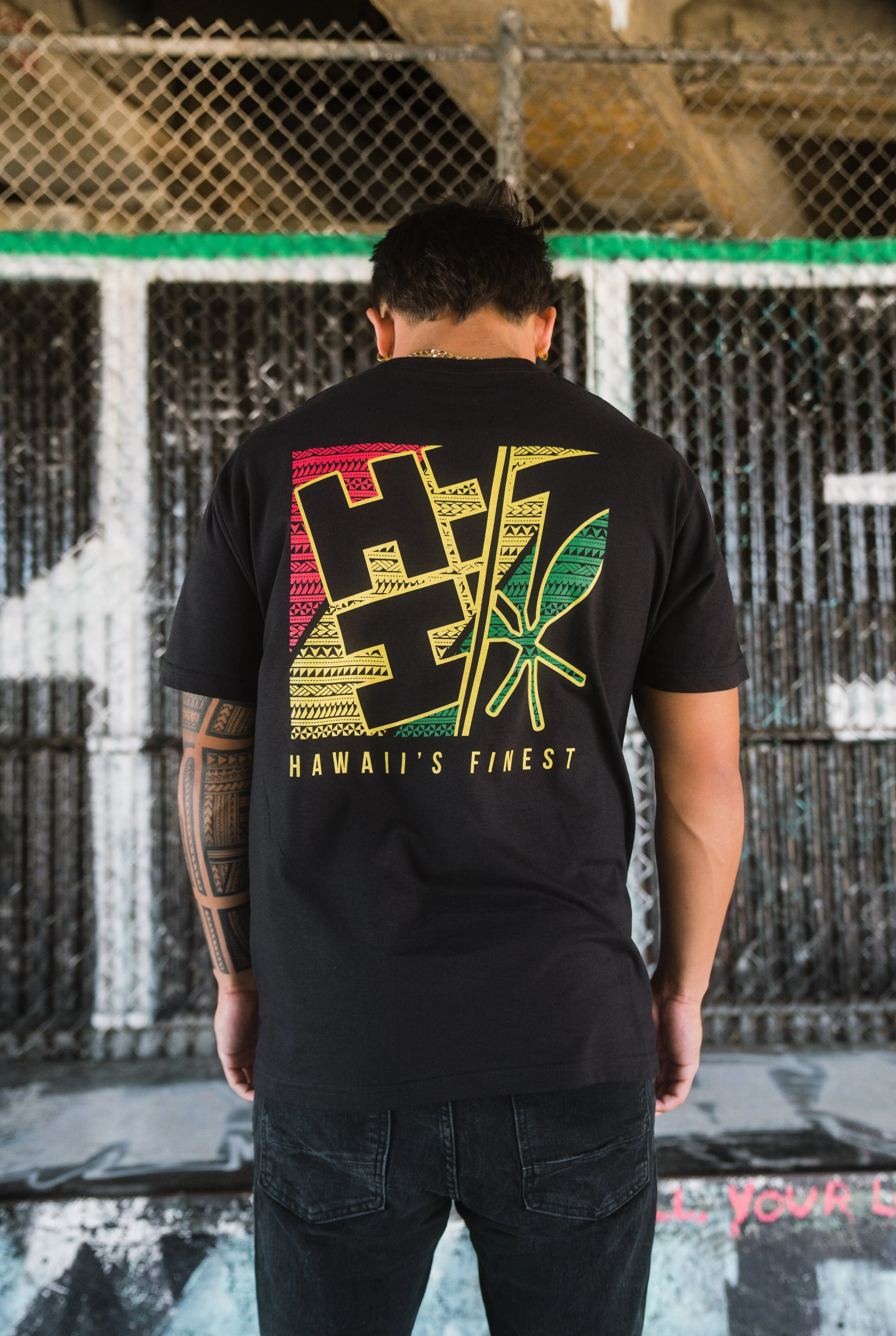 SPLIT BLOCK TRIBAL RASTA T-SHIRT