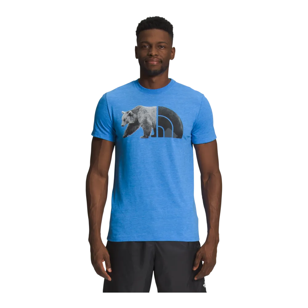 Mens Short Sleeve Tri-Blend Bear Graphic Tee