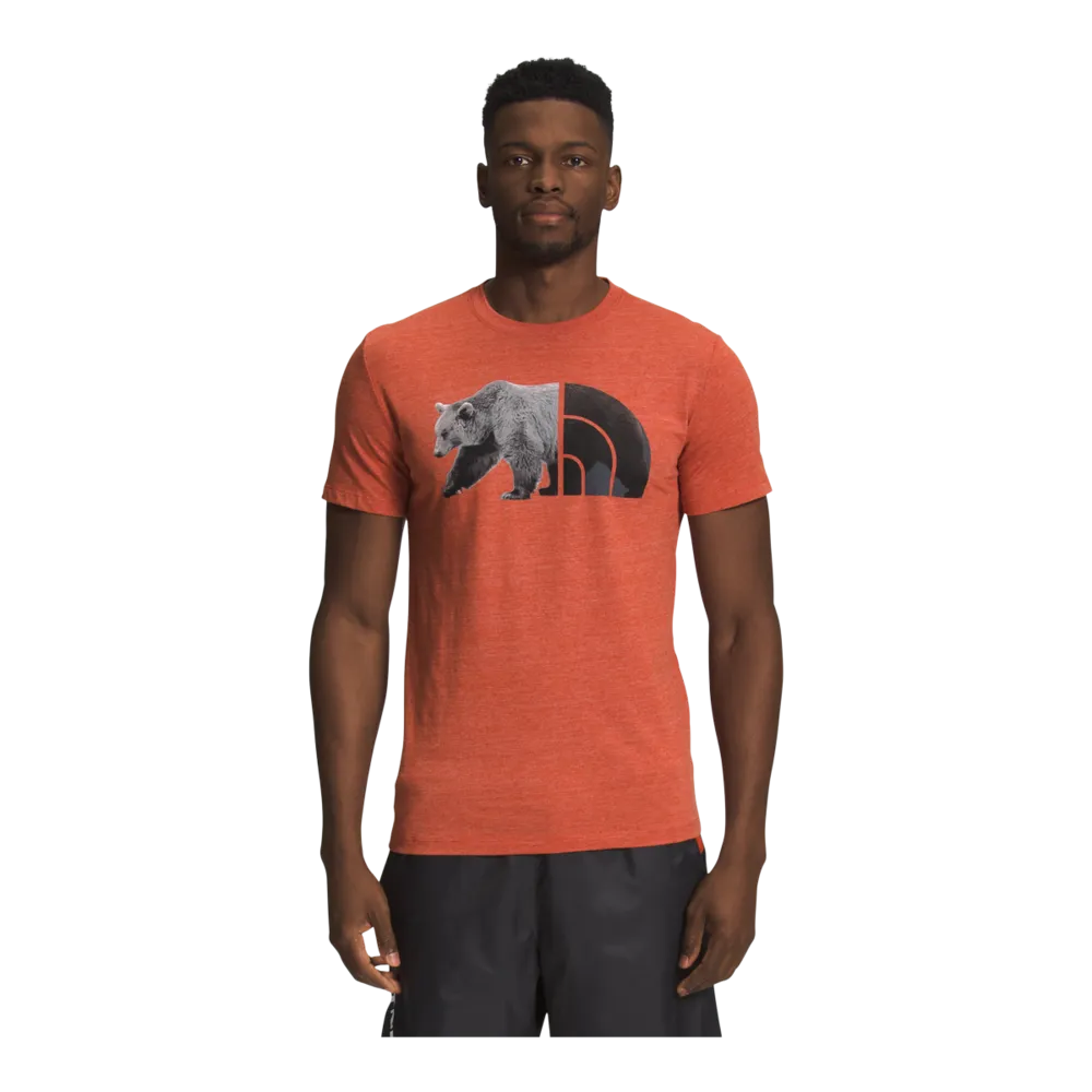 Mens Short Sleeve Tri-Blend Bear Graphic Tee