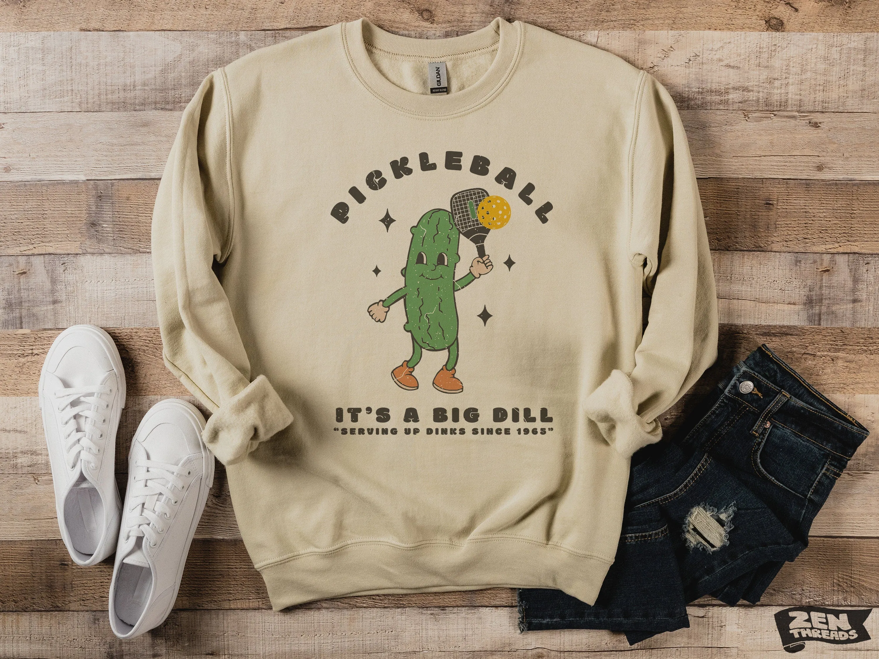 Unisex Big Dill Pickleball Sweatshirt - Vintage Sport Design