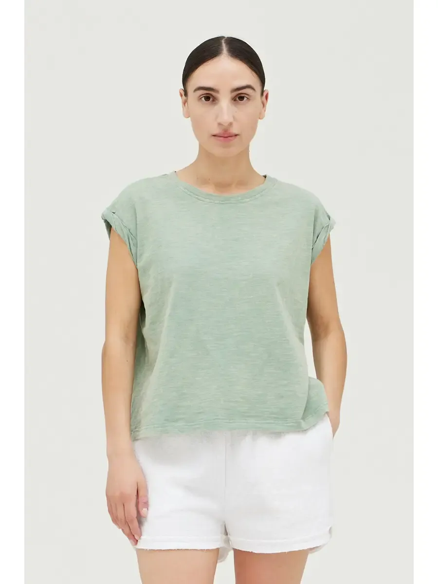 Washed Sea Glass Twist Sleeve T-Shirt