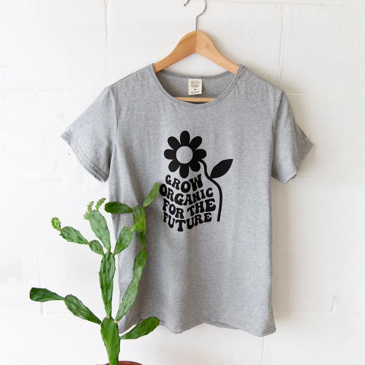 Women's Grey Marle T-shirt | Grow Organic For The Future